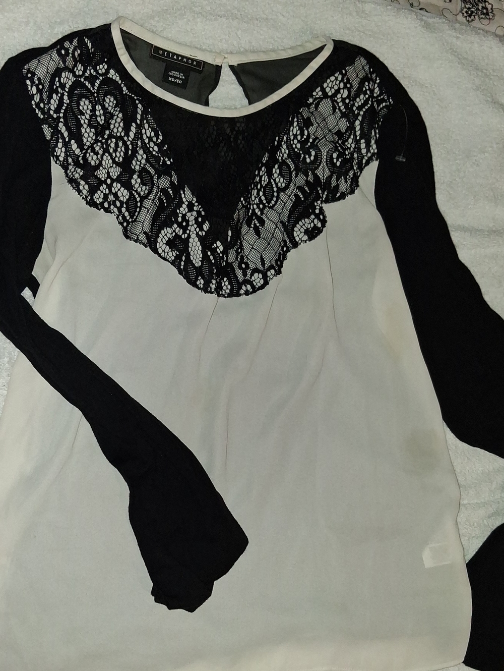 Metaphor Black and White Lace Yoke Blouse